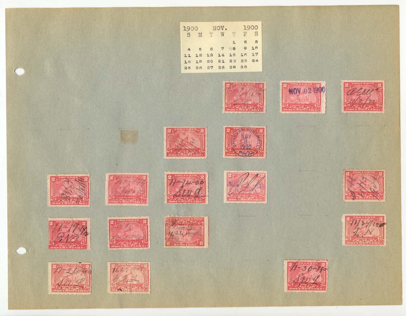 Revenue Stamp Collection November 1900