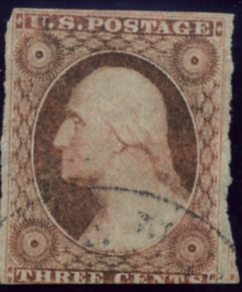 Scott 10 Washington 3 Cent Stamp Orange Brown Type 1