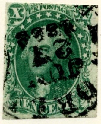 Scott 14 Washington 10 Cent Stamp Green Type 2