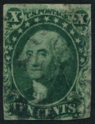 Scott 15 Washington 10 Cent Stamp Green Type 3