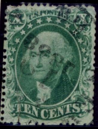 Scott 35 Washington 10 Cent Stamp Green Type 5 a