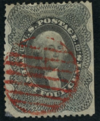 Scott 37 Washington 24 Cent Stamp Gray Lilac