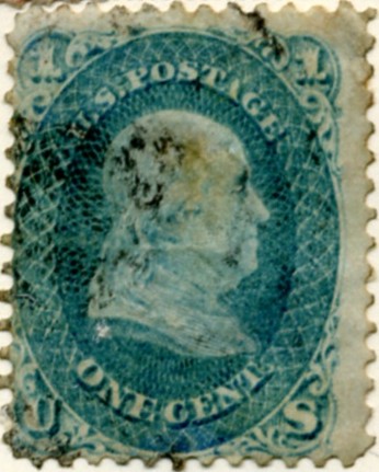 Scott 63 Franklin 1 Cent Stamp Blue a