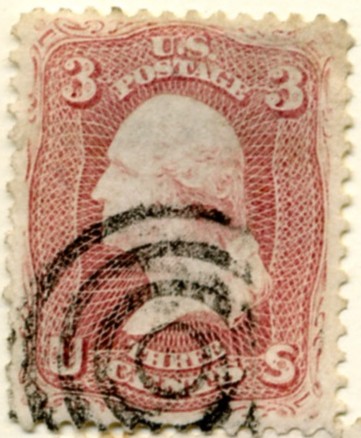 Scott 65 Washington 3 Cent Stamp Rose h
