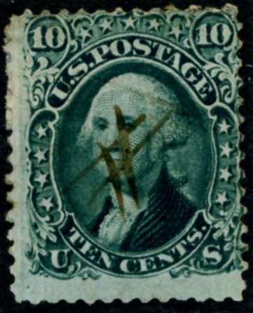 Scott 68 Washington 10 Cent Stamp Yellow Green