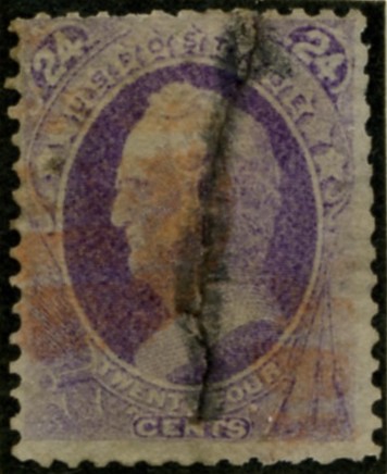 Scott 153 Scott 24 Cent Stamp Purple No Grill