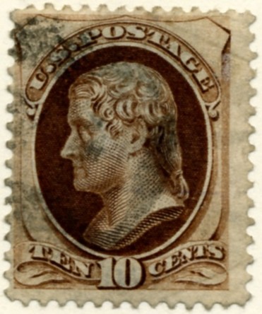 Scott 161 Jefferson 10 Cent Stamp Brown Continental Bank Note Co a