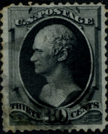 Scott 190 Hamilton 30 Cent Stamp Full Black