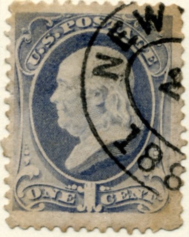 Scott 206 Franklin 1 Cent Stamp Gray Blue a