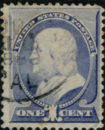 Scott 212 Franklin 1 Cent Stamp Ultramarine