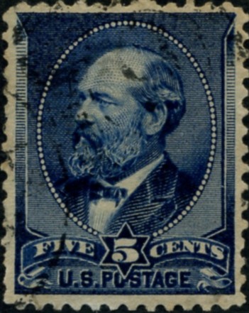 Scott 216 Garfield 5 Cent Stamp Indigo