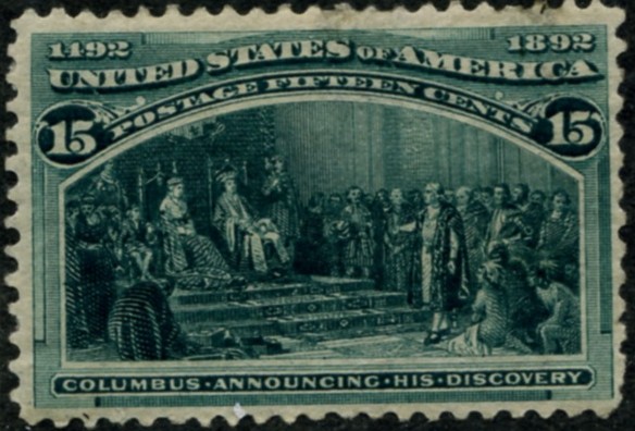 Scott 238 15 Cent Stamp Dark Green Columbian Exposition