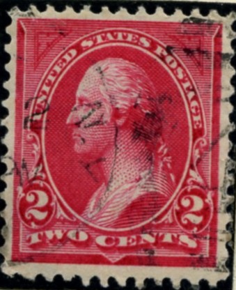 Scott 265 Washington 2 Cents Stamp Carmine Type 1 double line watermark