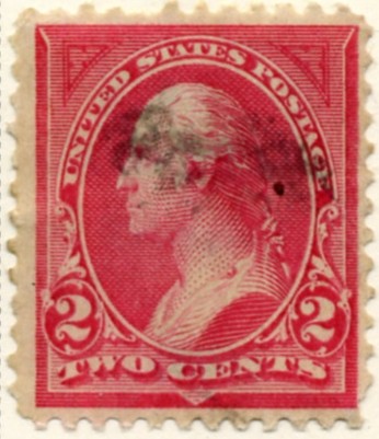 Scott 265 Washington 2 Cents Stamp Carmine Type 1 double line watermark a