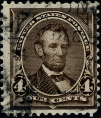 Scott 269 Lincoln 4 Cent Stamp Dark Brown double line watermark