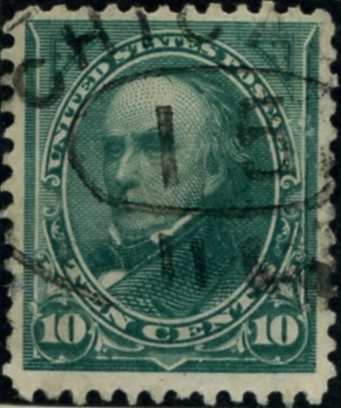 Scott 273 Webster 10 Cents Stamp Dark Green double line watermark