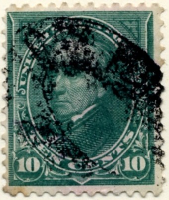Scott 273 Webster 10 Cents Stamp Dark Green double line watermark a