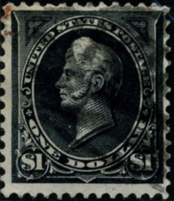 Scott 276 Perry $1 Dollar Stamp Black Type 1 double line watermark