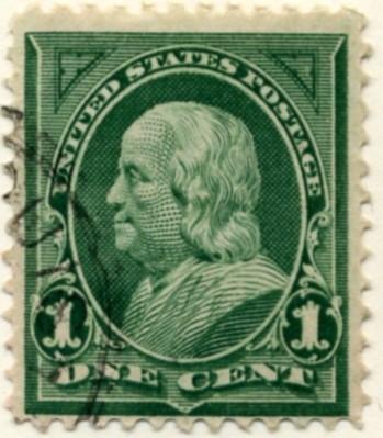 Scott 279 Franklin 1 Cent Stamp Dark Green a