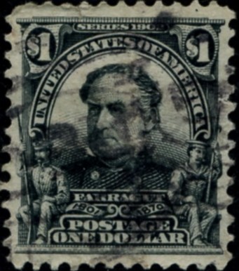 Scott 311 Farragut $1 Dollar Stamp Black Definitive