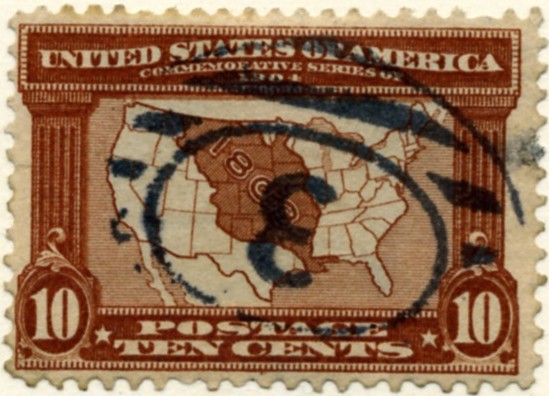 Scott 327 10 Cent Stamp Red Brown Louisiana Purchase a