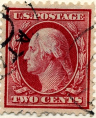 Scott 332 2 Cent Stamp Carmine Washington Franklin Series a