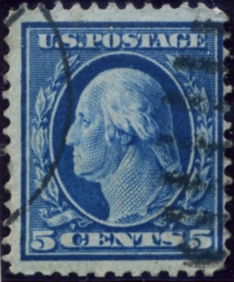 Scott 335 5 Cent Stamp Blue Washington Franklin Series