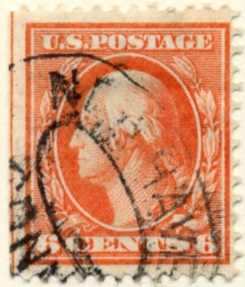 Scott 336 6 Cent Stamp Red Orange Washington Franklin Series a