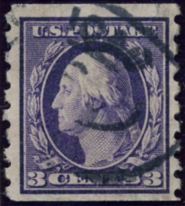 Scott 394 3 Cent Stamp Deep Violet Washington Franklin Series perforated vertically single line watermark