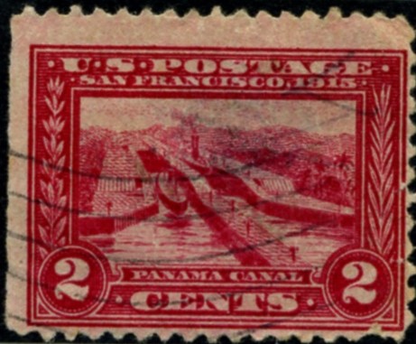 Scott 398 2 Cent Stamp Carmine Panama Pacific perforated 12