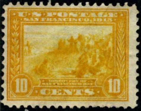 Scott 400 San Francisco Bay 10 Cent Stamp Orange Yellow Panama Pacific perforated 12