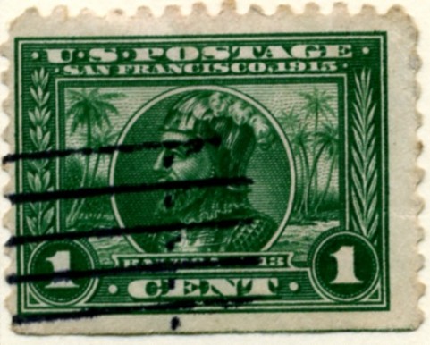 401 Balboa 1 Cent Stamp Green Panama Pacific perforated 10 a