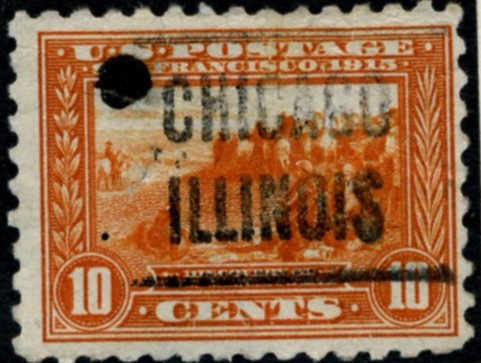 Scott 404 10 Cent Stamp Orange Panama Pacific perforated 10