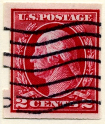 Scott 409 2 Cent Stamp Carmine Washington Franklin Series not perforated single line watermark a