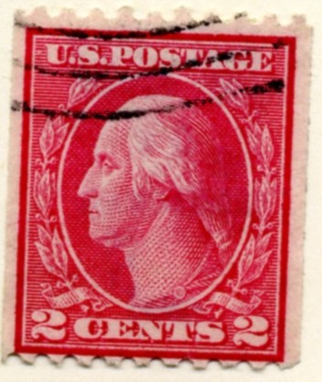 Scott 450 2 Cent Stamp Carmine Washington Franklin Series perforated 10 horizontally single line watermark a