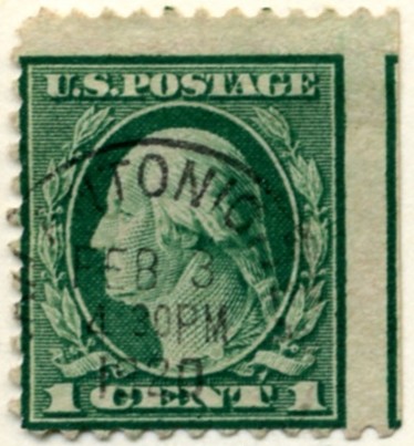 Scott 498 1 Cent Stamp Green Washington Franklin Series perforated 11 no watermark b