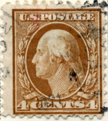 Scott 503 4 Cent Stamp Brown Washington Franklin Series perforated 11 no watermark a