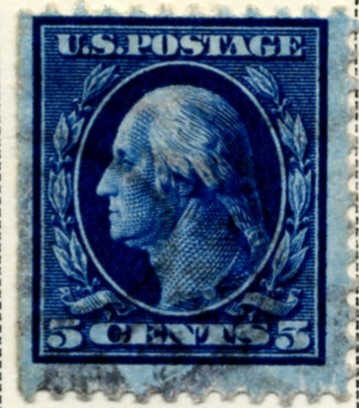 Scott 504 5 Cent Stamp Blue Washington Franklin Series perforated 11 no watermark a