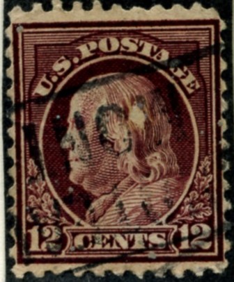 Scott 512 12 Cent Stamp Claret Brown Washington Franklin Series perforated 11 no watermark