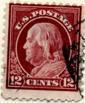 Scott 512 12 Cent Stamp Claret Brown Washington Franklin Series perforated 11 no watermark a