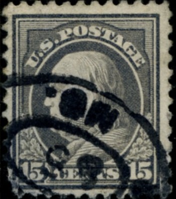 Scott 514 15 Cent Stamp Gray Washington Franklin Series perforated 11 no watermark