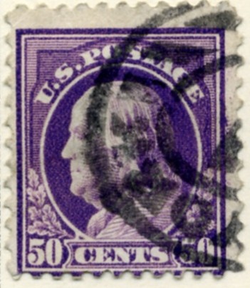 Scott 517 50 Cent Stamp Red Violet Washington Franklin Series perforated 11 no watermark a