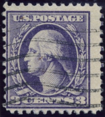 Scott 530 3 Cent Stamp Purple Type 4 Washington Franklin Series perforated 11 no watermark