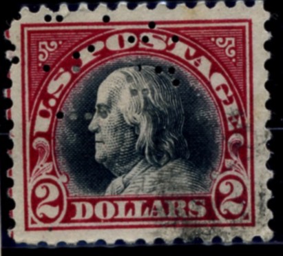 Scott 547 $2 Dollar Stamp Carmine Black Washington Franklin Series Rotary Press Printing Perforated 11x11