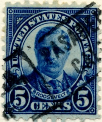 Scott 586 Roosevelt 5 Cent Stamp Blue Series of 1922-1925 Rotary Press a