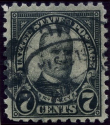 Scott 588 McKinley 7 Cent Stamp Black Series of 1922-1925 Rotary Press