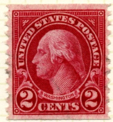 Scott 599 Washington 2 Cent Stamp Carmine Type 1 Series of 1922-1925 Rotary Press coil stamp Perforated 10 vertically c