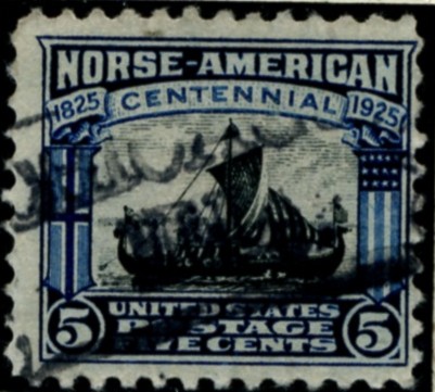 Scott 621 5 Cent Stamp Dark Blue Black Norse American Issue