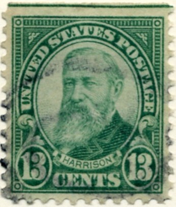 Scott 622 Harrison 13 Cent Stamp Green 1922-1925 Series Perforated 11 a