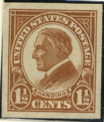 Scott 631 Harding 1 1/2 Cent Stamp Series of 1922-1925 not Perforated
